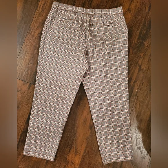 Lands End | Plaid Pull-on Trouser Pant Mid Rise Slim Leg Size 14 - Picture 2 of 7